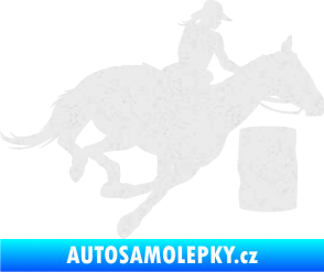 Samolepka Barrel racing 001 pravá cowgirl rodeo Ultra Metalic bílá