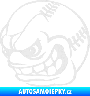 Samolepka Baseballový míček 001 levá s obličejem Ultra Metalic bílá