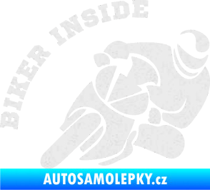 Samolepka Biker inside 002 pravá motorkář Ultra Metalic bílá