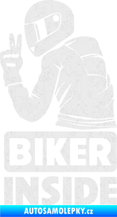 Samolepka Biker inside 003 levá motorkář Ultra Metalic bílá