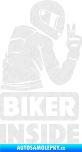 Samolepka Biker inside 003 pravá motorkář Ultra Metalic bílá