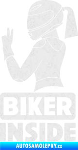 Samolepka Biker inside 004 levá motorkářka Ultra Metalic bílá