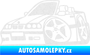Samolepka BMW e30 cabrio karikatura levá Ultra Metalic bílá