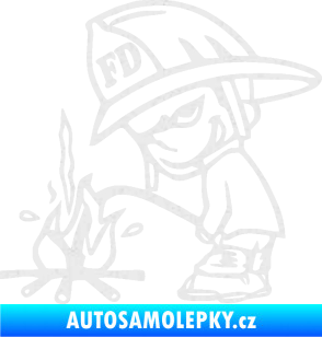 Samolepka Boy čůrá 004 hasič levá Ultra Metalic bílá