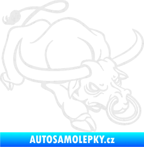 Samolepka Býk 014 pravá rozzuřený Ultra Metalic bílá