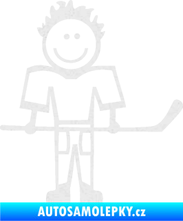 Samolepka Cartoon family kluk 002 pravá hokejista Ultra Metalic bílá