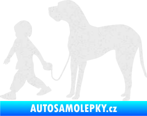 Samolepka Chlapec venčí psa levá Ultra Metalic bílá