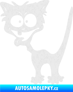 Samolepka Crazy cat levá bláznivá kočka Ultra Metalic bílá