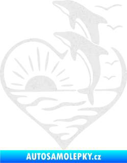 Samolepka Delfíni 002 levá západ slunce Ultra Metalic bílá