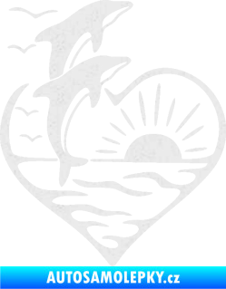 Samolepka Delfíni 002 pravá západ slunce Ultra Metalic bílá