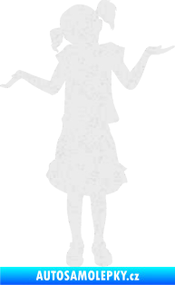Samolepka Děti silueta 001 levá holčička krčí rameny Ultra Metalic bílá