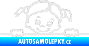 Samolepka Dítě v autě 030 levá malá slečna hlavička Ultra Metalic bílá