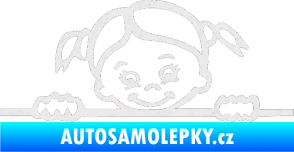 Samolepka Dítě v autě 030 pravá malá slečna hlavička Ultra Metalic bílá