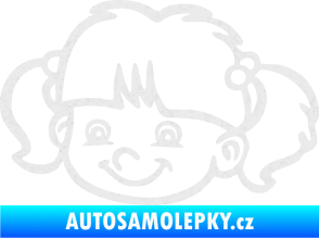 Samolepka Dítě v autě 035 levá holka hlavička Ultra Metalic bílá