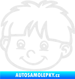 Samolepka Dítě v autě 036 levá chlapec hlavička Ultra Metalic bílá