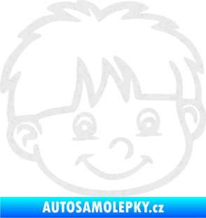 Samolepka Dítě v autě 036 pravá chlapec hlavička Ultra Metalic bílá