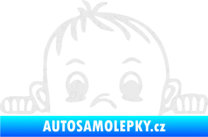 Samolepka Dítě v autě 045 levá chlapeček hlavička Ultra Metalic bílá