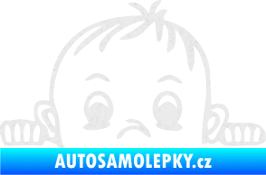 Samolepka Dítě v autě 045 pravá chlapeček hlavička Ultra Metalic bílá