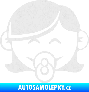 Samolepka Dítě v autě 047 levá holčička s dudlíkem Ultra Metalic bílá