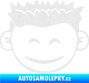 Samolepka Dítě v autě 048 pravá kluk hlavička Ultra Metalic bílá