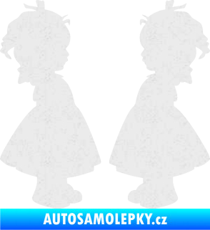 Samolepka Dítě v autě 072 dvě holčičky sourozenci Ultra Metalic bílá