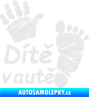 Samolepka Dítě v autě 094 levá ručička a nožička s nápisem Ultra Metalic bílá