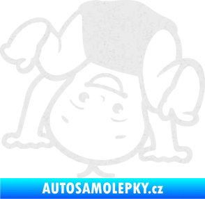 Samolepka Dítě v autě 101 levá vzhůru nohama Ultra Metalic bílá