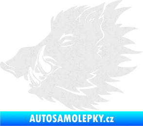 Samolepka Divoké prase 001 levá kanec hlava Ultra Metalic bílá