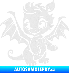 Samolepka Dragon 054 levá roztomilý dráček Ultra Metalic bílá