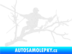 Samolepka Dřevorubec 006 pravá prořezání ve výškách Ultra Metalic bílá