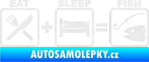 Samolepka Eat sleep fish Ultra Metalic bílá