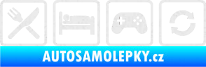 Samolepka Eat sleep game repeat hrát počítačové hry Ultra Metalic bílá