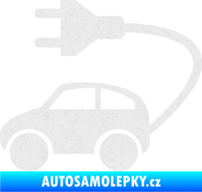 Samolepka Elektro auto 002 levá symbol zásuvka Ultra Metalic bílá