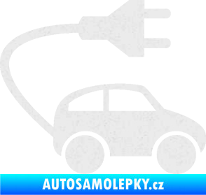 Samolepka Elektro auto 002 pravá symbol zásuvka Ultra Metalic bílá