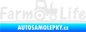 Samolepka Farm life nápis s traktorem Ultra Metalic bílá