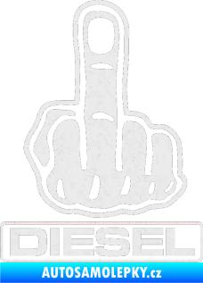 Samolepka Fuck off diesel Ultra Metalic bílá
