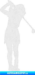 Samolepka Golfistka 014 pravá Ultra Metalic bílá
