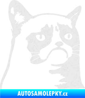 Samolepka Grumpy cat 002 pravá Ultra Metalic bílá