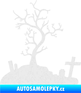 Samolepka Halloween 019 levá hřbitov Ultra Metalic bílá