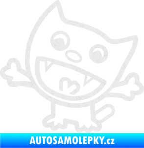 Samolepka Happy cat 001 levá Ultra Metalic bílá