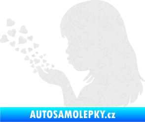 Samolepka Holčička se srdíčky levá Ultra Metalic bílá