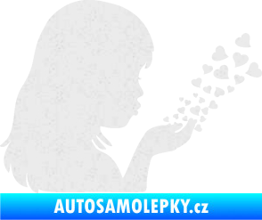 Samolepka Holčička se srdíčky pravá Ultra Metalic bílá