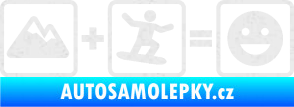 Samolepka Hory + snowboard = veselý smajlík Ultra Metalic bílá