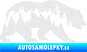 Samolepka Hory s medvědem pravá Ultra Metalic bílá