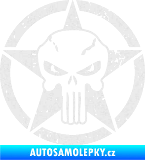 Samolepka Hvězda army 011 levá s lebkou Ultra Metalic bílá