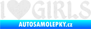 Samolepka I love girls nápis se srdcem Ultra Metalic bílá