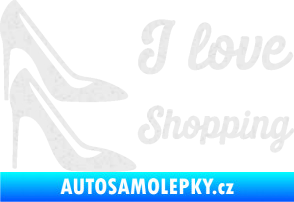 Samolepka I love shopping nápis  Ultra Metalic bílá
