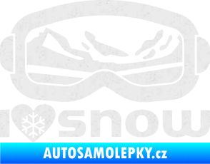 Samolepka I love snow nápis s brýlemi Ultra Metalic bílá