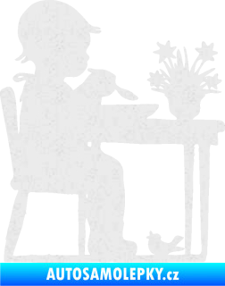 Samolepka Interiér 001 levá dítě u stolečku Ultra Metalic bílá