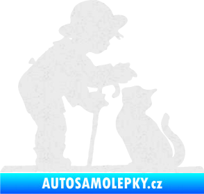 Samolepka Interiér 002 levá dítě s kočičkou Ultra Metalic bílá
